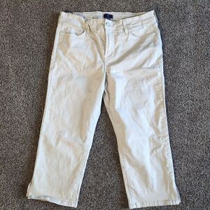 NYDJ Pants Womens 12 Khaki Crop Capri Stretch Pants Pockets